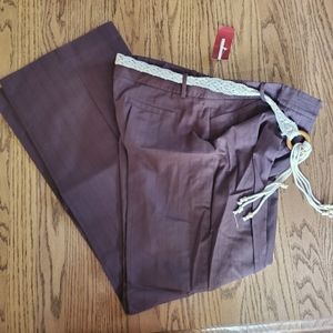 NWT Nine & Co. Size 16 brown dress pants. Wide leg with belt.